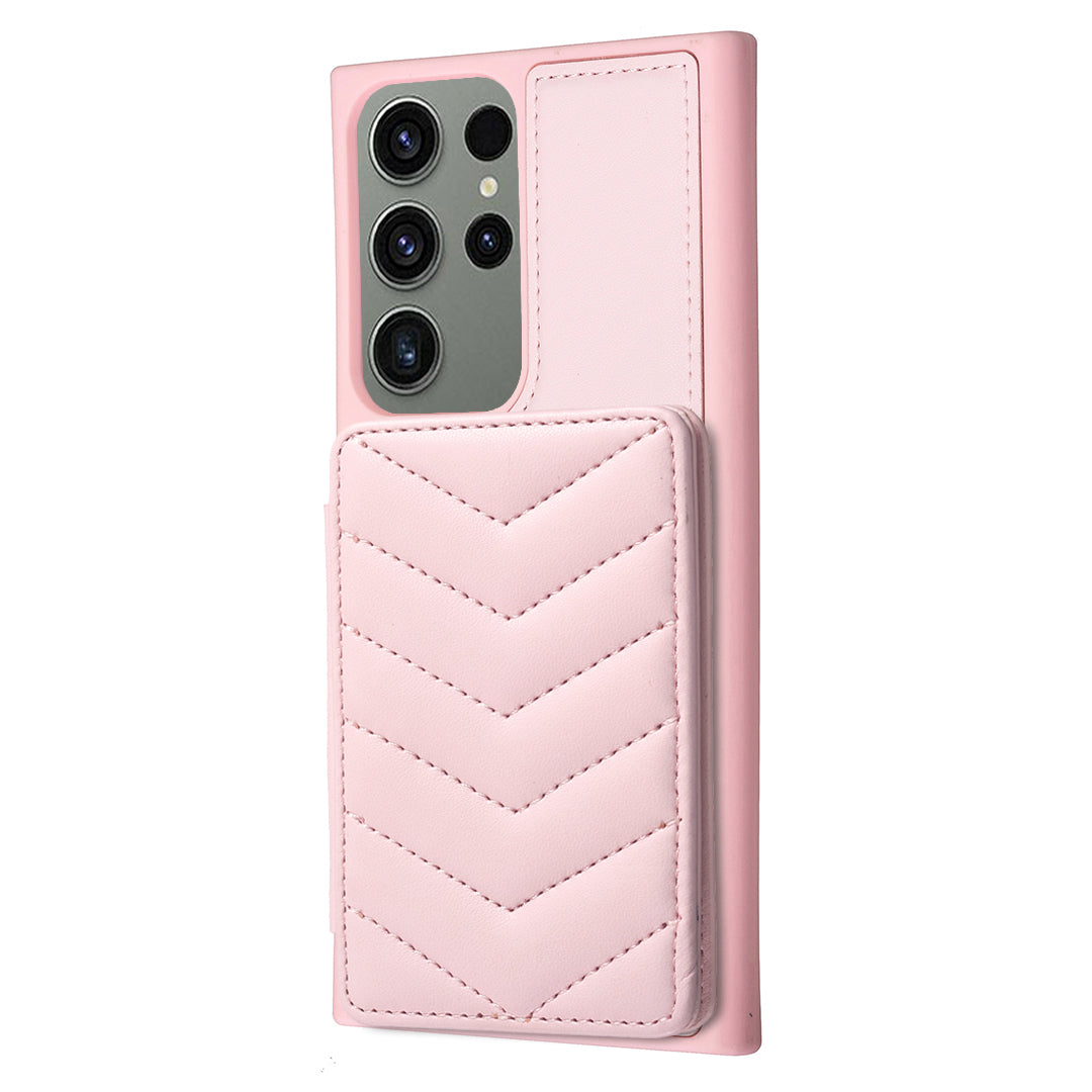 BF26 For Samsung Galaxy S23 Ultra Shockproof Case Wave Stitching Texture Card Holder TPU PU Phone Cover with Kickstand BF26 For Samsung Galaxy S23 Ultra Shockproof Case Wave Stitching Texture Card Holder TPU PU Phone Cover with Kickstand
